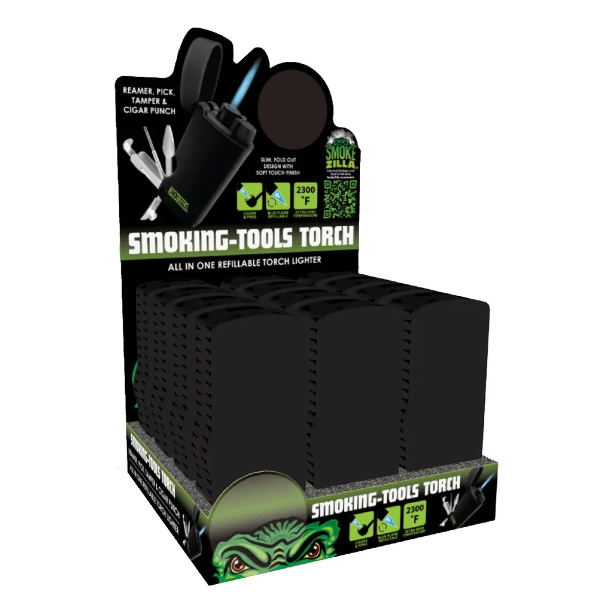 Torch Lighter with Smoking Tools - 12 Pieces Per Retail Ready Display 25092 SMOKEZILLA