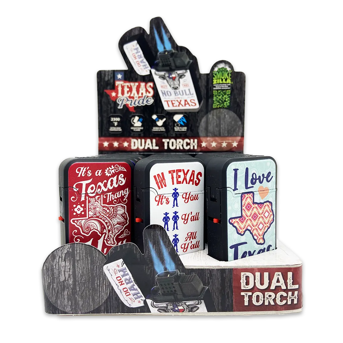 Big Bubba Texas Dual Torch Lighter - 15 Pieces Per Retail Ready Display 25099 SMOKEZILLA