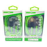 Charging Cable Glow in The Dark Assortment 10FT - 6 Pieces Per Retail Ready Display 25113