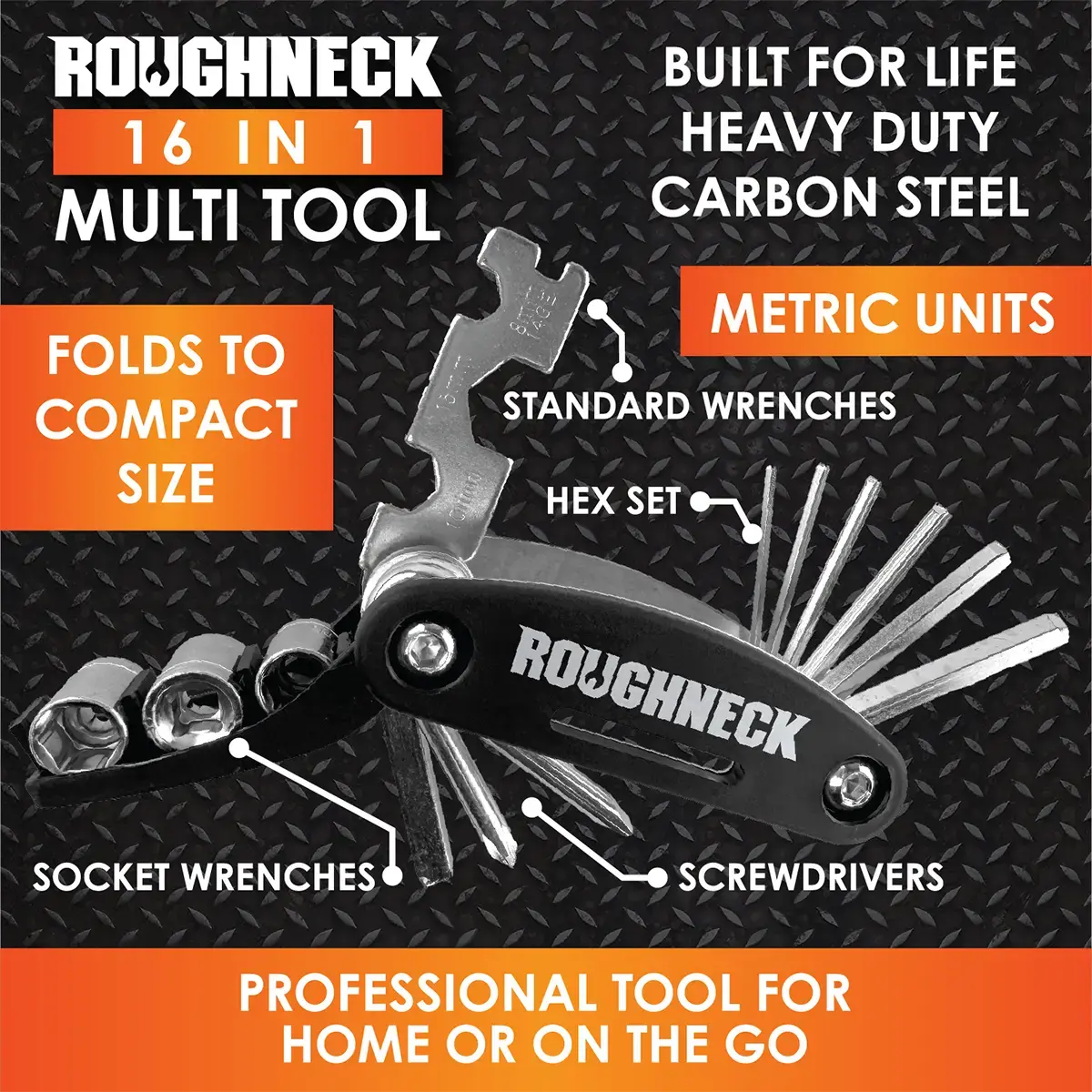 Multi-Tool 16-in-1 Travel - 4 Pieces Per Retail Ready Display 41719 ROUGHNECK