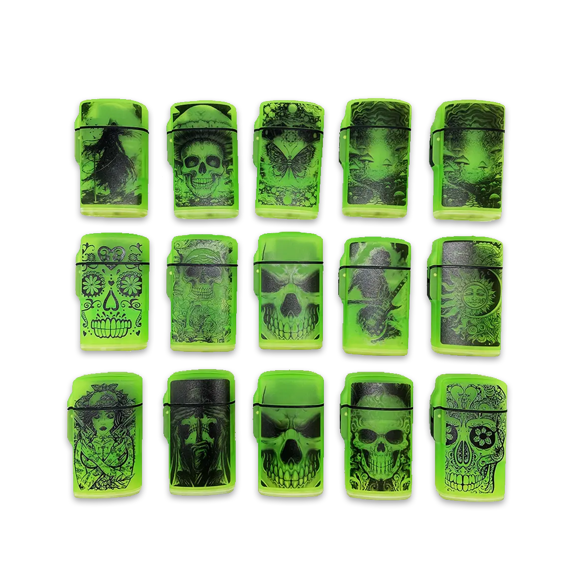 Glow in The Dark Flip Top Lighter - 15 Pieces Per Retail Ready Display 25125 SMOKEZILLA