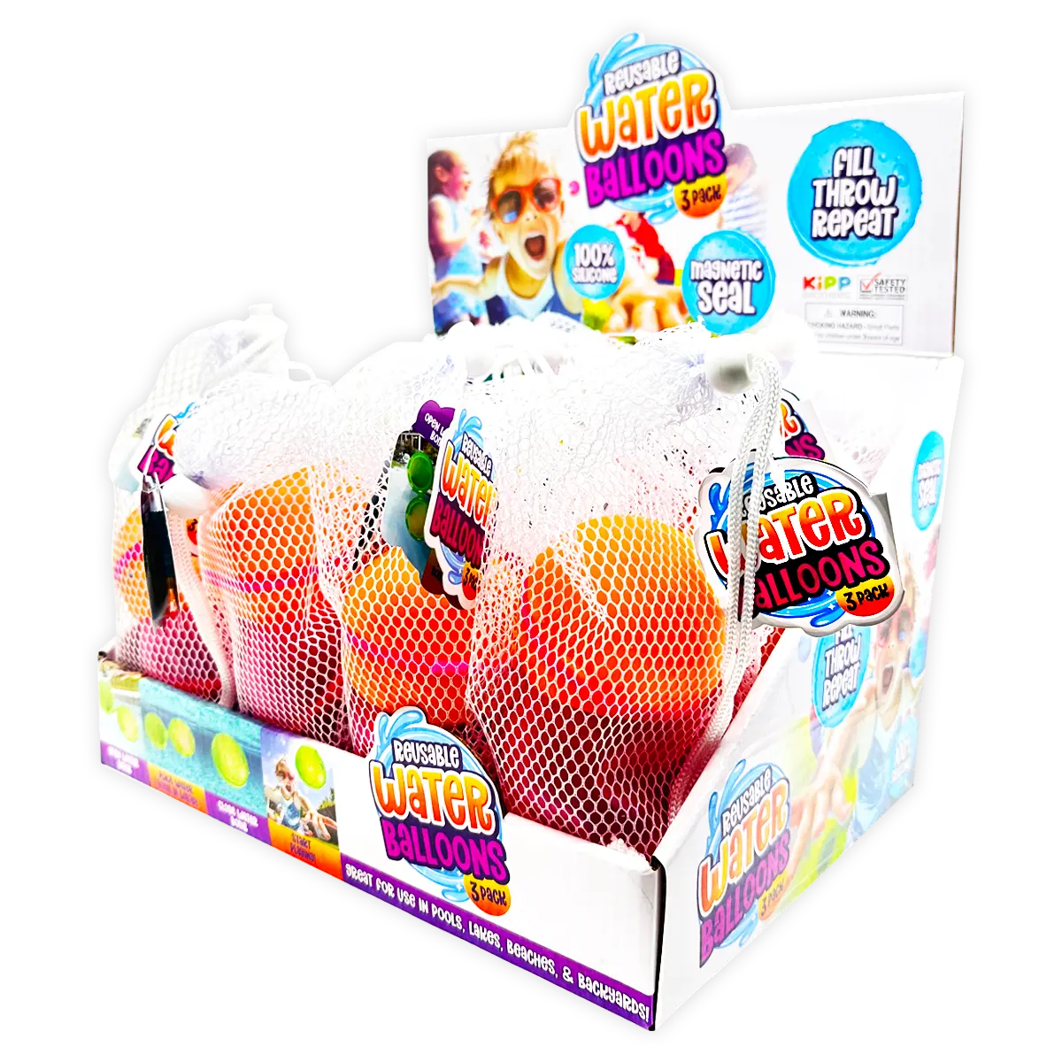 Magnetic Water Balloons 3 Pack - 12 Sets Per Retail Ready Display 25127 KIPP BROTHERS