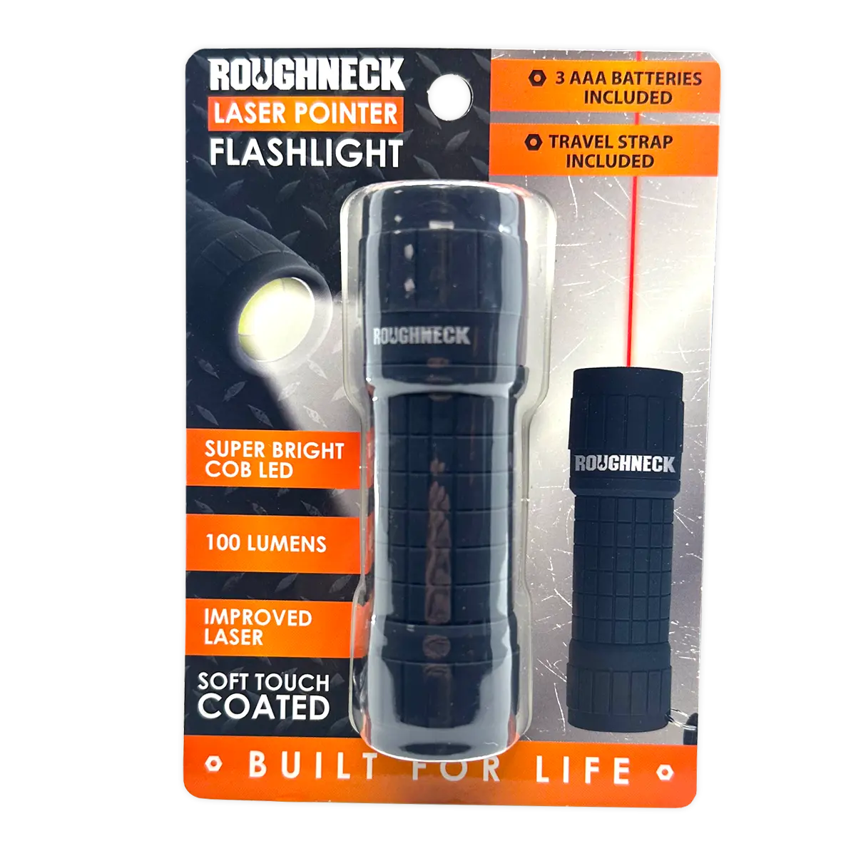 LED Laser Pointer Flashlight with Soft Touch Coating - 6 Pieces Per Retail Ready Display 25149 ROUGHNECK