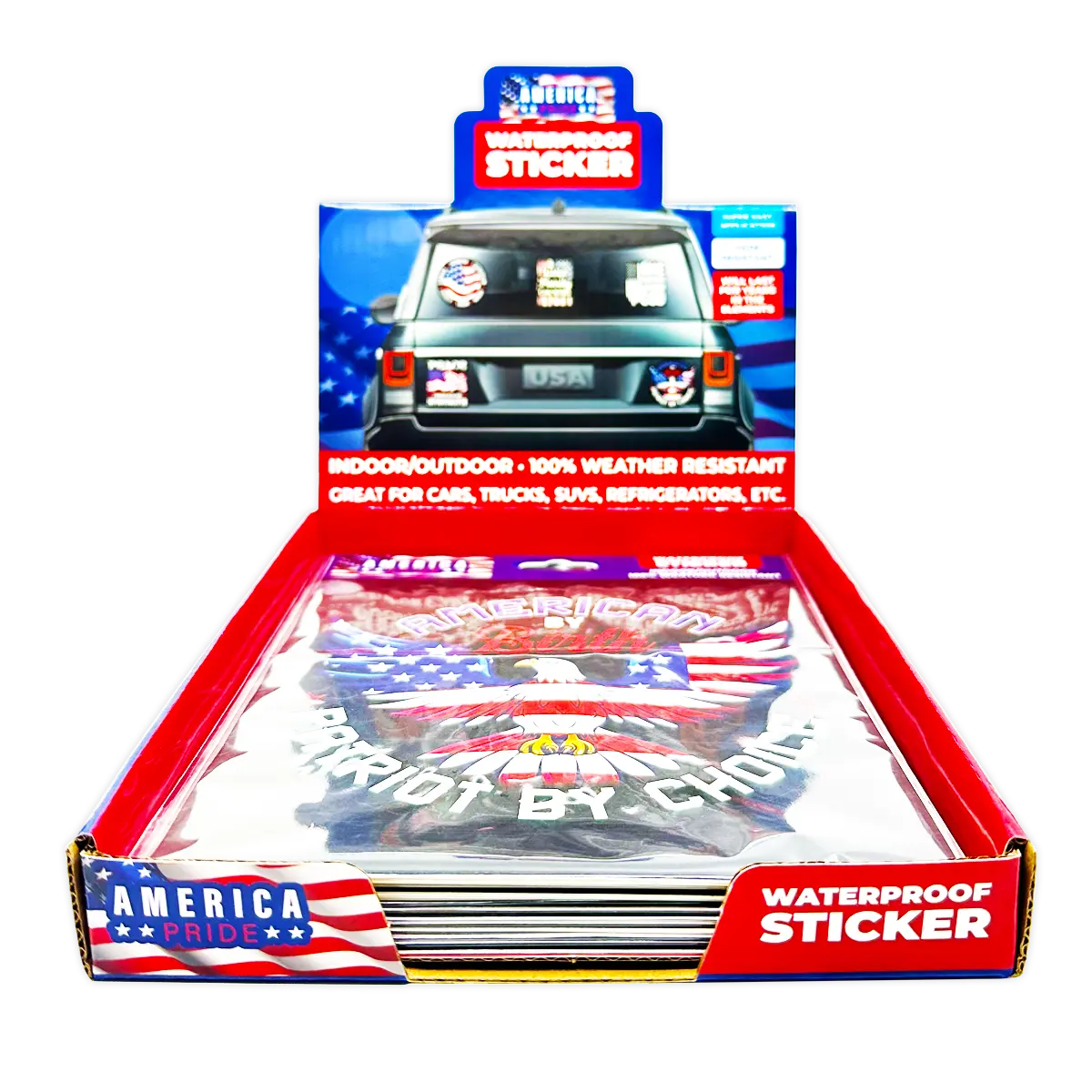 Patriotic USA Flag Decal Stickers - 12 Pieces Per Retail Ready Display 25212 ROUGHNECK