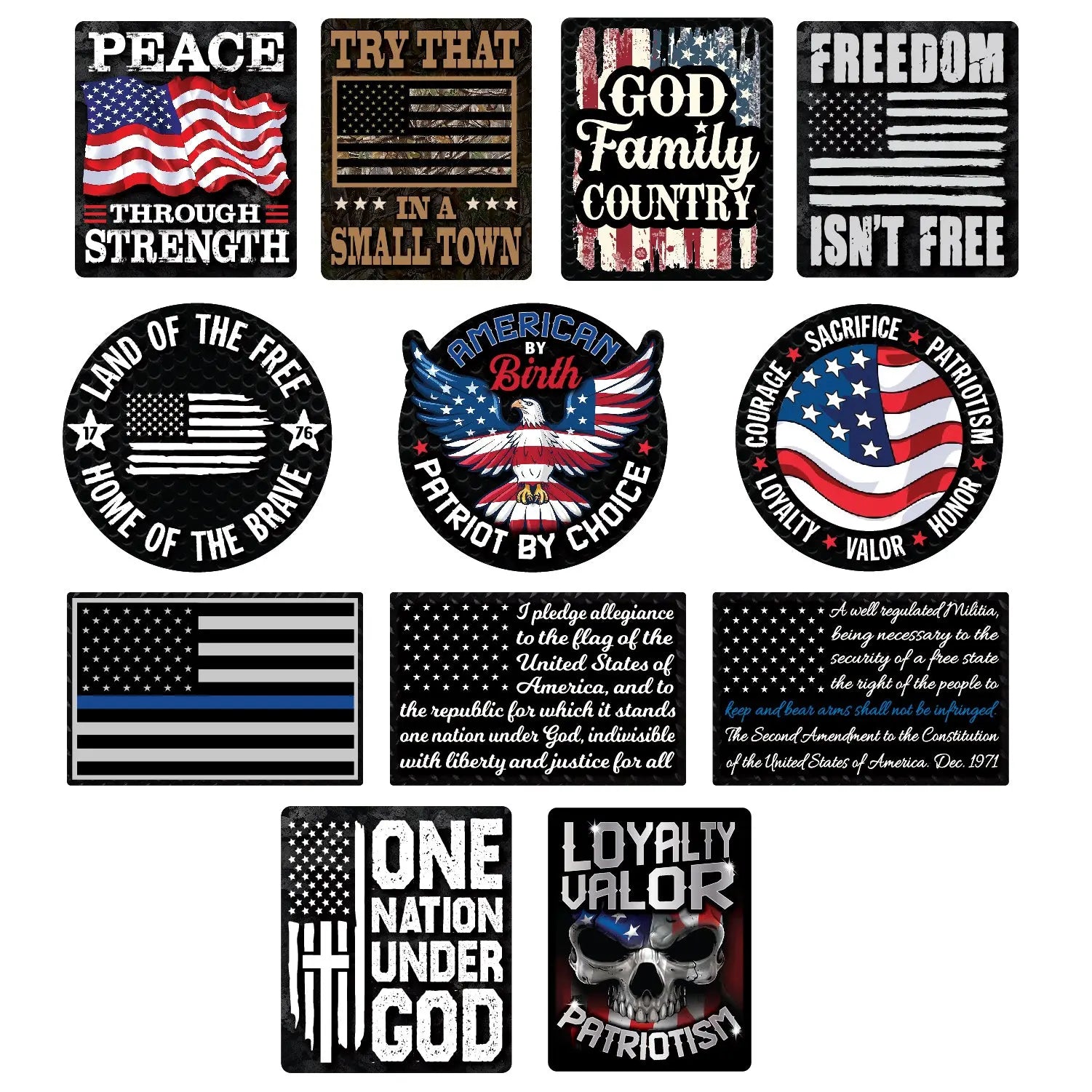 Patriotic USA Flag Decal Stickers - 12 Pieces Per Retail Ready Display 25212 ROUGHNECK