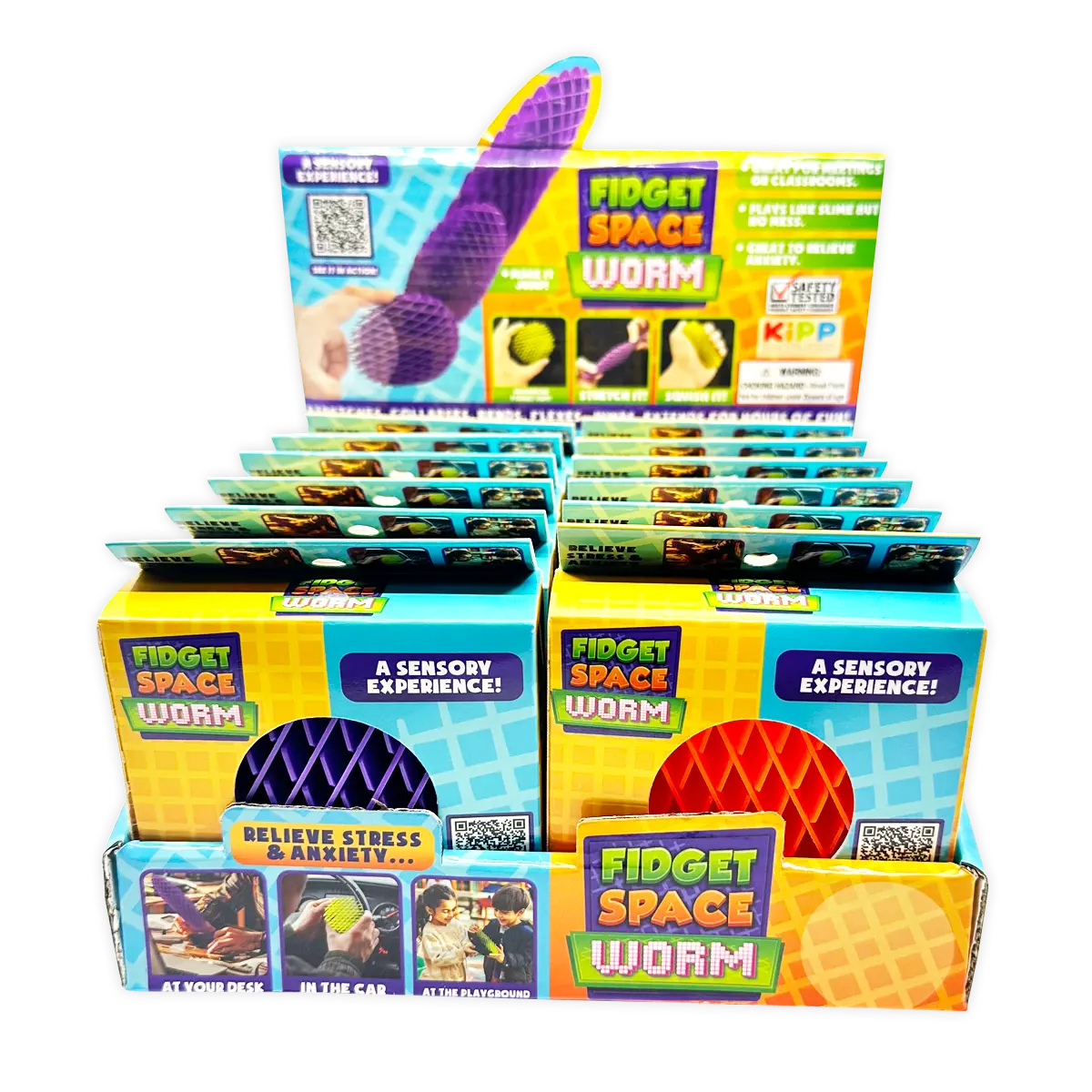 Fidget Space Worm Toy - 12 Pieces Per Retail Ready Display 25217 KIPP BROTHERS