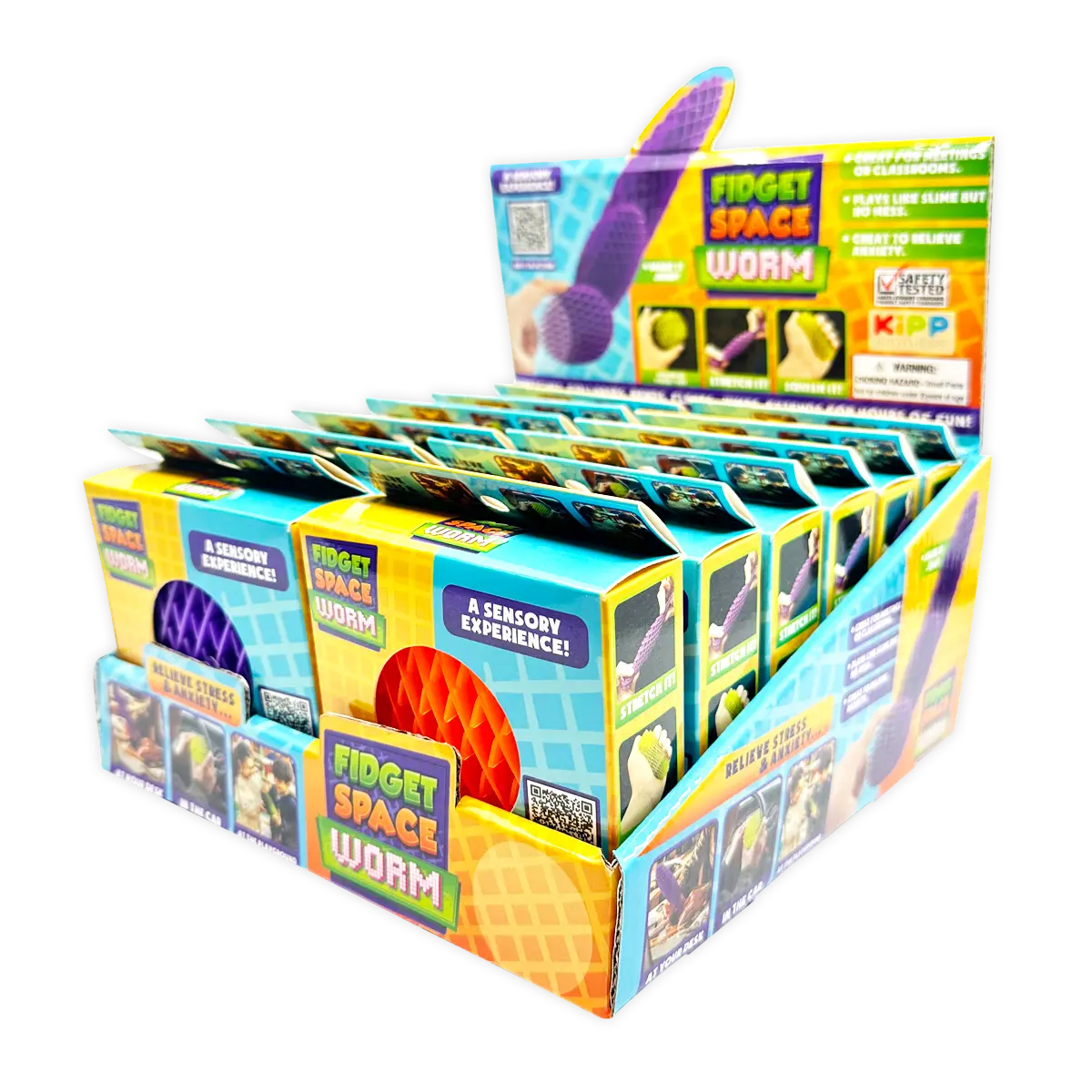 Fidget Space Worm Toy - 12 Pieces Per Retail Ready Display 25217 KIPP BROTHERS