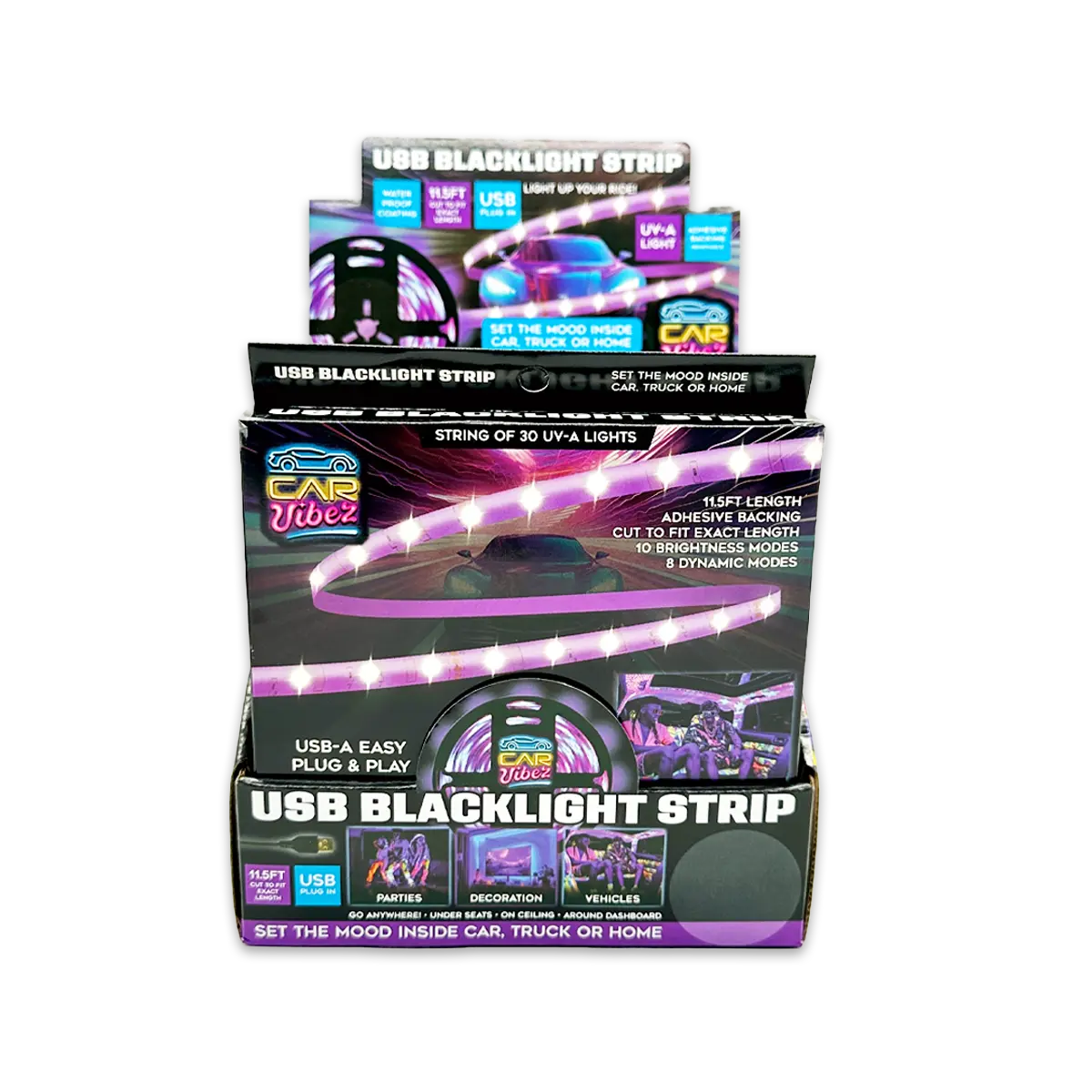 USB Blacklight Strip with Remote 11.5FT - 6 Pieces Per Retail Ready Display 25244 CAR VIBEZ