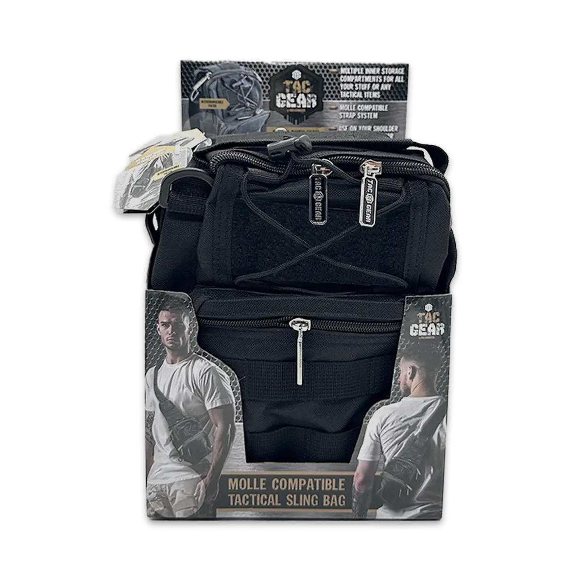 Patriotic MOLLE Tactical Sling Bag with Strap - 4 Pieces Per Retail Ready Display 25248 TAC GEAR