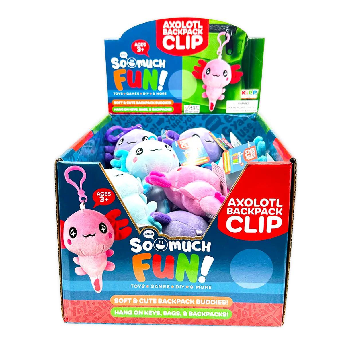 Axolotl Plush Backpack Clip - 24 Pieces Per Retail Ready Display 25264 KIPP BROTHERS