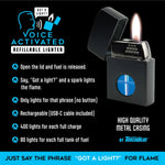 Voice Activated Flip Top Lighter - 6 Pieces Per Retail Ready Display 25288 TORCH BLUE