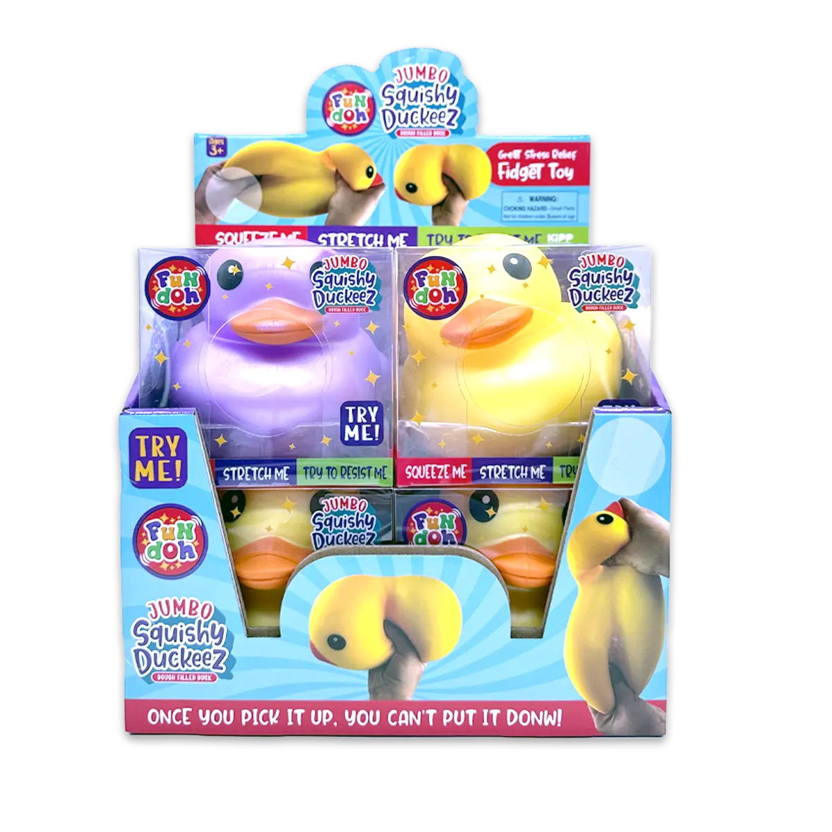 Fun Doh Jumbo Squishy Duckeez - 4 Pieces Per Retail Ready Display 25291 KIPP BROTHERS