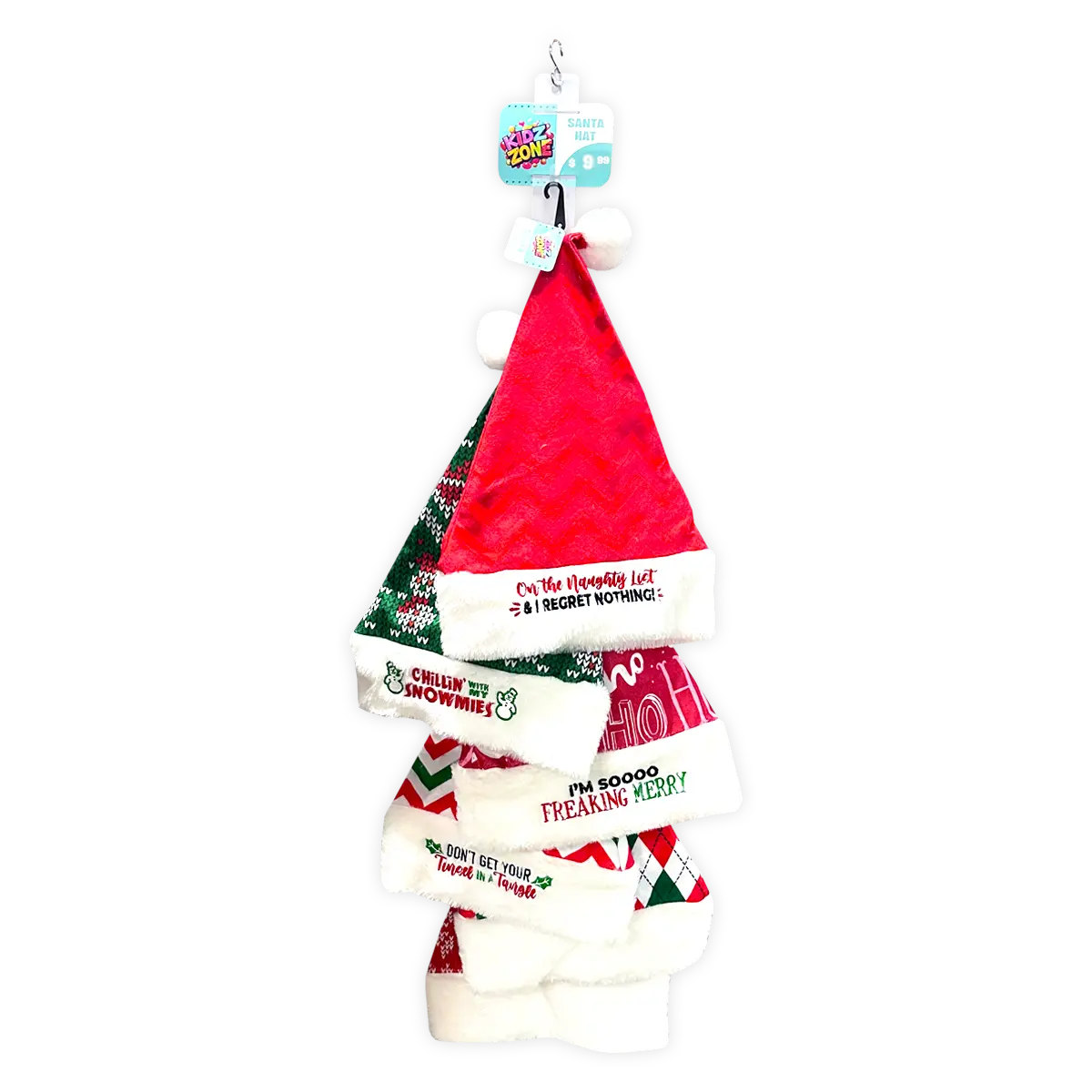 Christmas Santa Winter Hat with Merchandising Hang Strip - 6 Pieces Per Pack 25332 NOVELTY INC