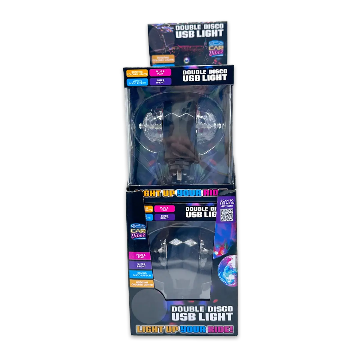 Mood Light USB Double Disco Ball - 6 Pieces Per Retail Ready Display 25344 CAR VIBEZ