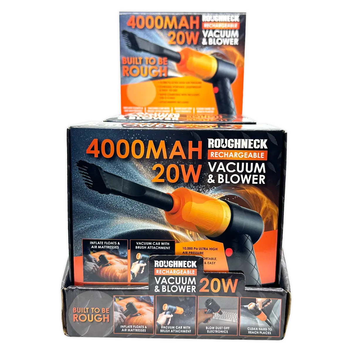 3-in-1 Rechargeable Vacuum Blower Pump 20 Watts - 4 Pieces Per Retail Ready Display 25403 ROUGHNECK