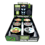 Metal 4 Piece Grinder with Printed Top - 6 Pieces Per Retail Ready Display 25551 SMOKEZILLA