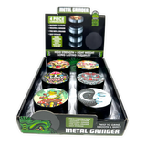 Metal 4 Piece Grinder with Printed Top - 6 Pieces Per Retail Ready Display 25551 SMOKEZILLA