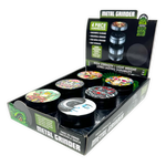Metal 4 Piece Grinder with Printed Top - 6 Pieces Per Retail Ready Display 25551 SMOKEZILLA