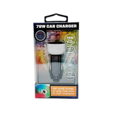 Car Charger Triple Port USB / USB-C LED 78W - 6 Pieces Per Retail Ready Display 25693 CAR VIBEZ