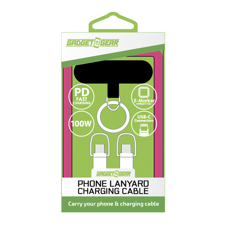 Phone Lanyard 100W Charging Cable - 6 Pieces Per Retail Ready Display 26041 GADGET GEAR