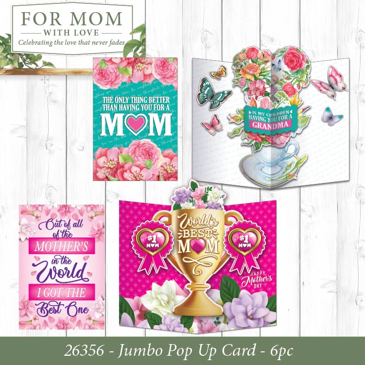 Mothers Day For Mom with Love Assortment Floor Display - 86 Pieces Per Retail Ready Display Kit 88624 NOVELTY INC