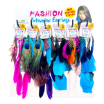 Fashion Extension Feather Earrings  - 18 Pieces Per Retail Ready Kit Display 28287 NOVELTY INC