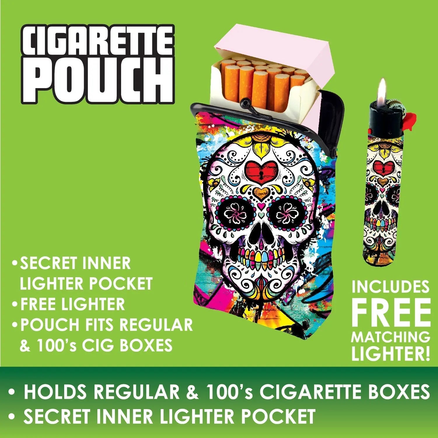 rPET Cigarette Pouch with Bonus Lighter -  6 Pieces Per Retail Ready Display 40313 SMOKEZILLA