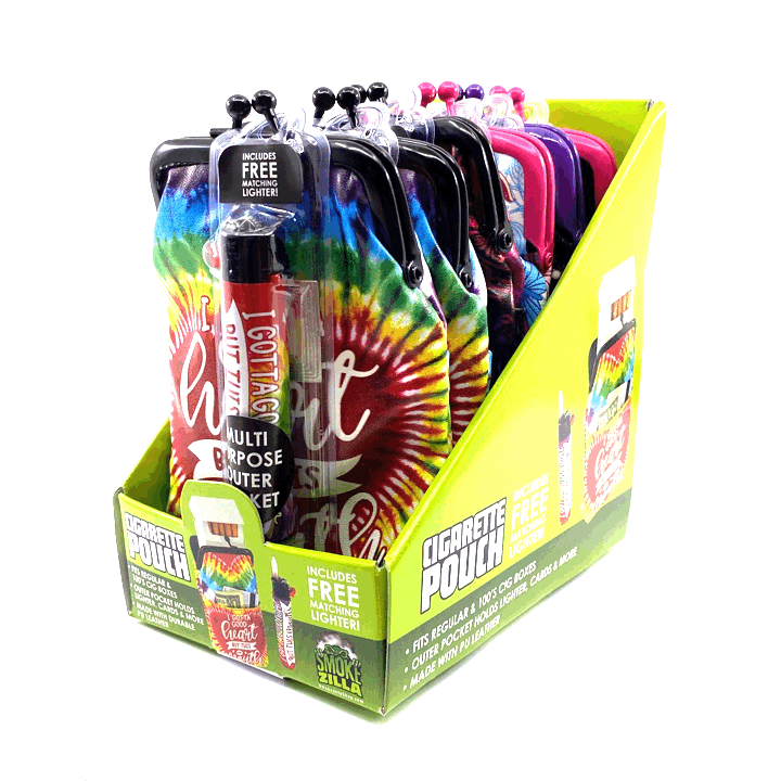 rPET Cigarette Pouch with Bonus Lighter -  6 Pieces Per Retail Ready Display 40313 SMOKEZILLA