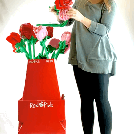 Valentines Day Jumbo Plush Rose Floor Display - 12 Pieces Per Retail Ready Display Kit 40342 KIPP BROTHERS