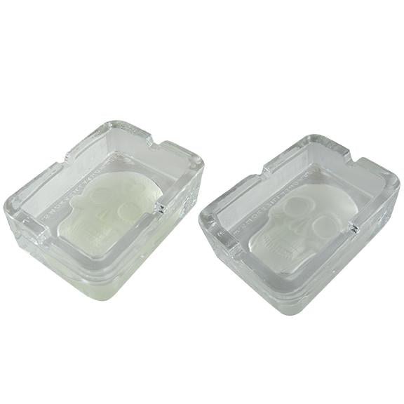 Glow In The Dark Skull Glass Ashtray - 5 Pieces Per Retail Ready Wholesale Display 40959 SMOKEZILLA