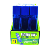 18ML Torch Blue Bulk Butane Refill - 18 Pieces Per Retail Ready Display 41355 SMOKEZILLA