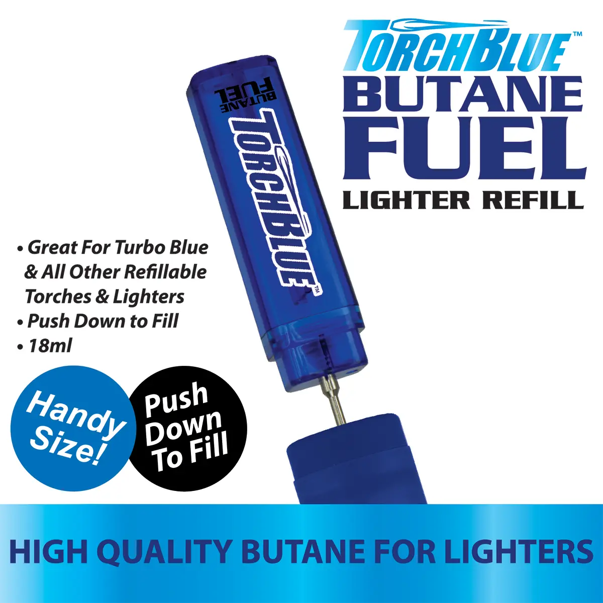 18ML Torch Blue Bulk Butane Refill - 18 Pieces Per Retail Ready Display 41355 SMOKEZILLA