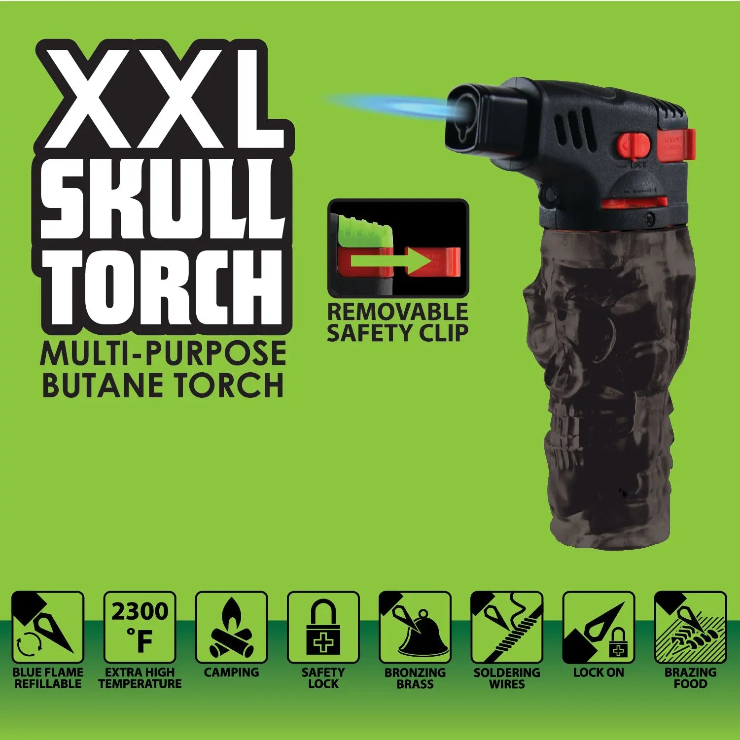 Metallic XXL Skull Torch Lighter - 12 Pieces Per Retail Ready Display 24715 SMOKEZILLA