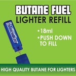 18ML Torch Blue Bulk Butane Refill - 18 Pieces Per Retail Ready Display 41394 SMOKEZILLA