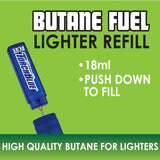 18ML Torch Blue Bulk Butane Refill - 18 Pieces Per Retail Ready Display 41394 SMOKEZILLA