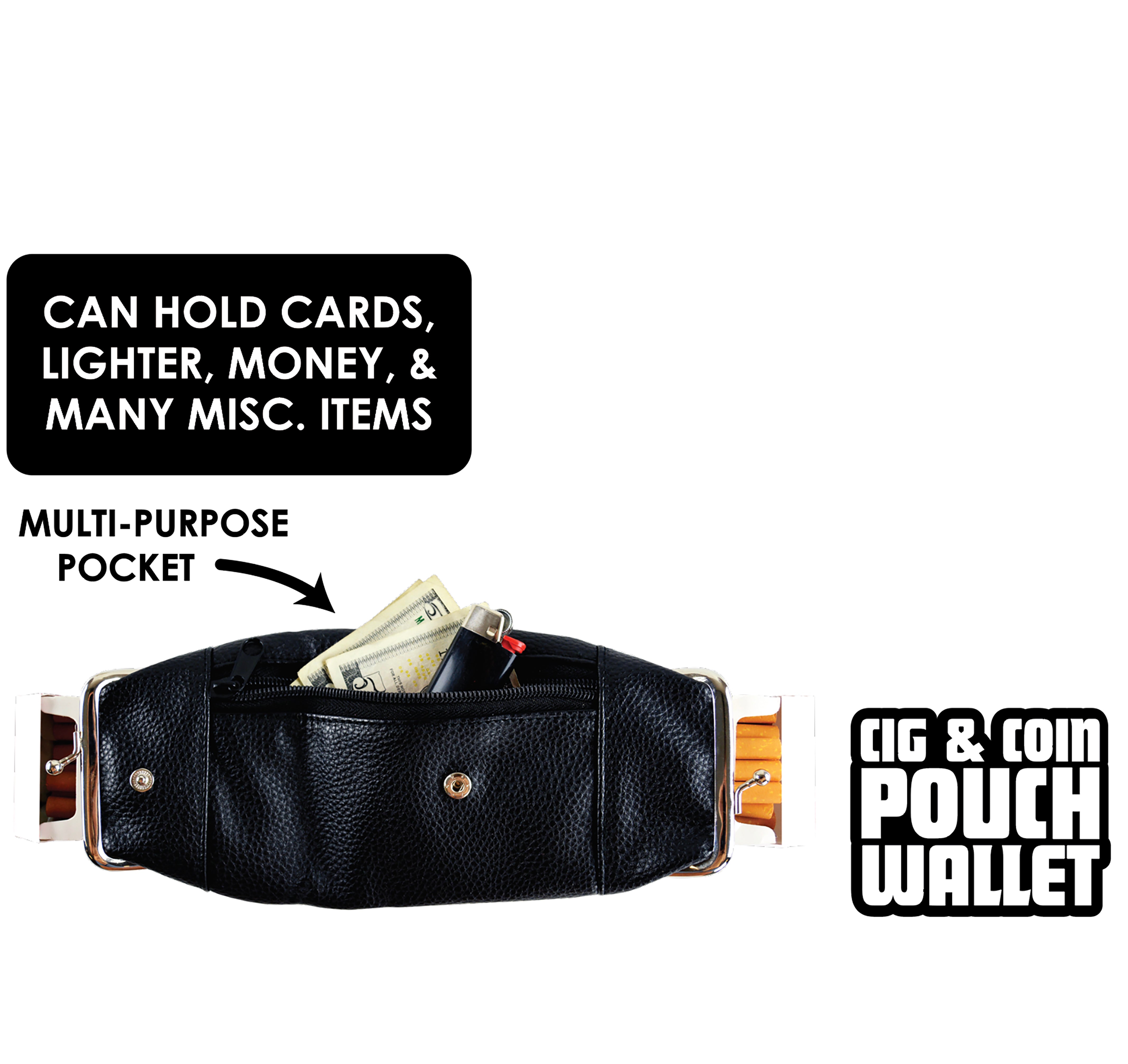 Leatherette Cigarette Pouch with Coin Wallet - 5 Pieces Per Retail Ready Display 41414 SMOKEZILLA