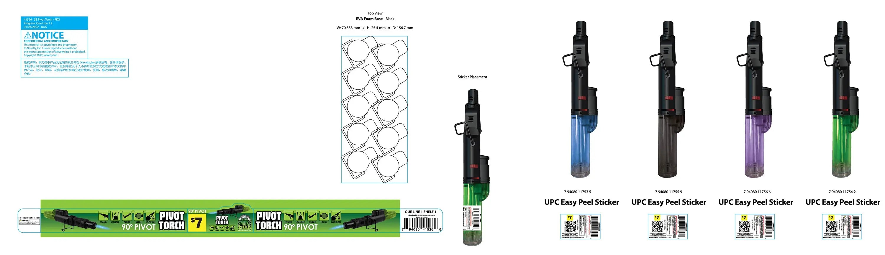 Pivot Head Torch Stick Lighter - 10 Pieces Per Retail Ready Display 41526 SMOKEZILLA