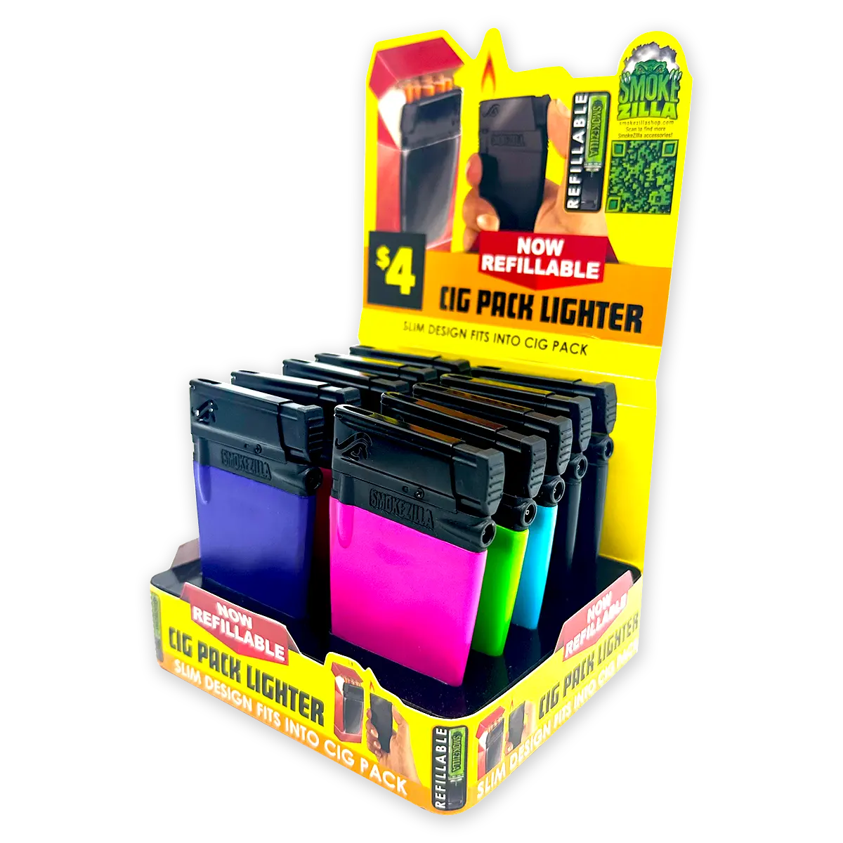 Cigarette Pack Thin Lighter - 10 Pieces Per Retail Ready Display 41586 SMOKEZILLA
