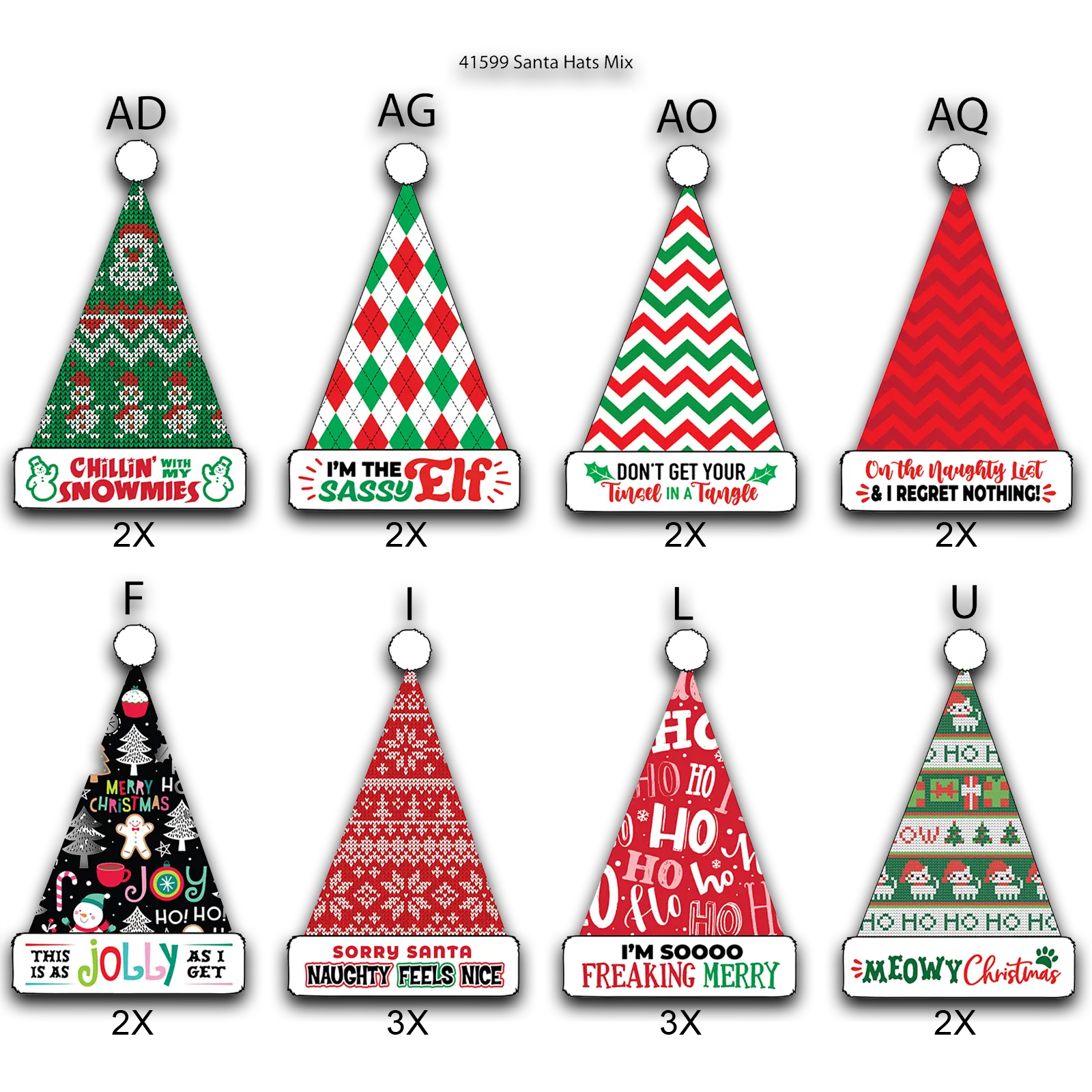 Christmas Hat Assortment Floor Display - 36 Pieces Per Retail Ready Display 88464 NOVELTY INC