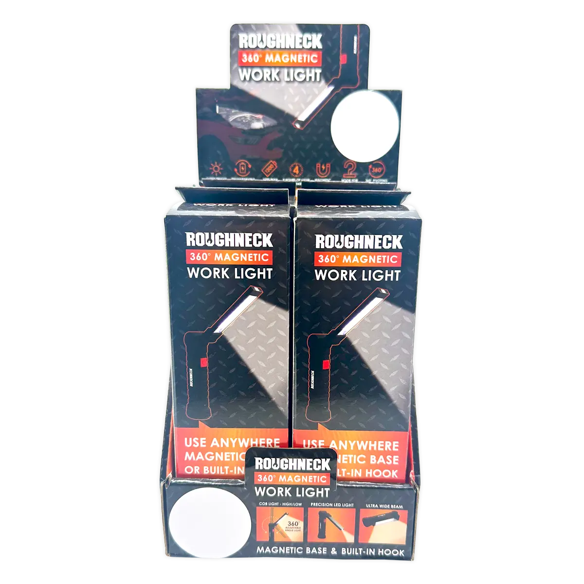 Rechargeable LED Work Flashlight with Magnetic Base - 4 Pieces Per Retail Ready Display 41670 ROUGHNECK