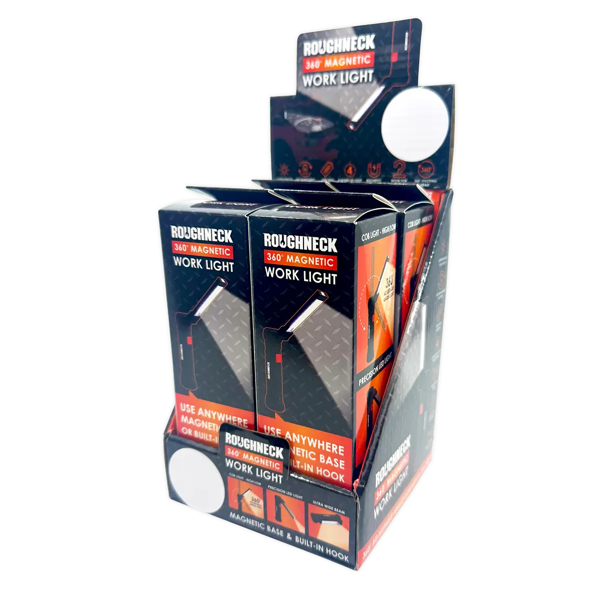 Rechargeable LED Work Flashlight with Magnetic Base - 4 Pieces Per Retail Ready Display 41670 ROUGHNECK