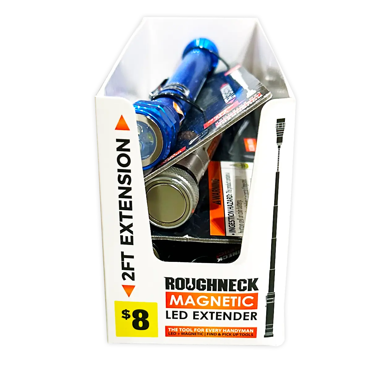 LED Flashlight Extender Tool with Magnetic Stand - 4 Pieces Per Display 41680 ROUGHNECK