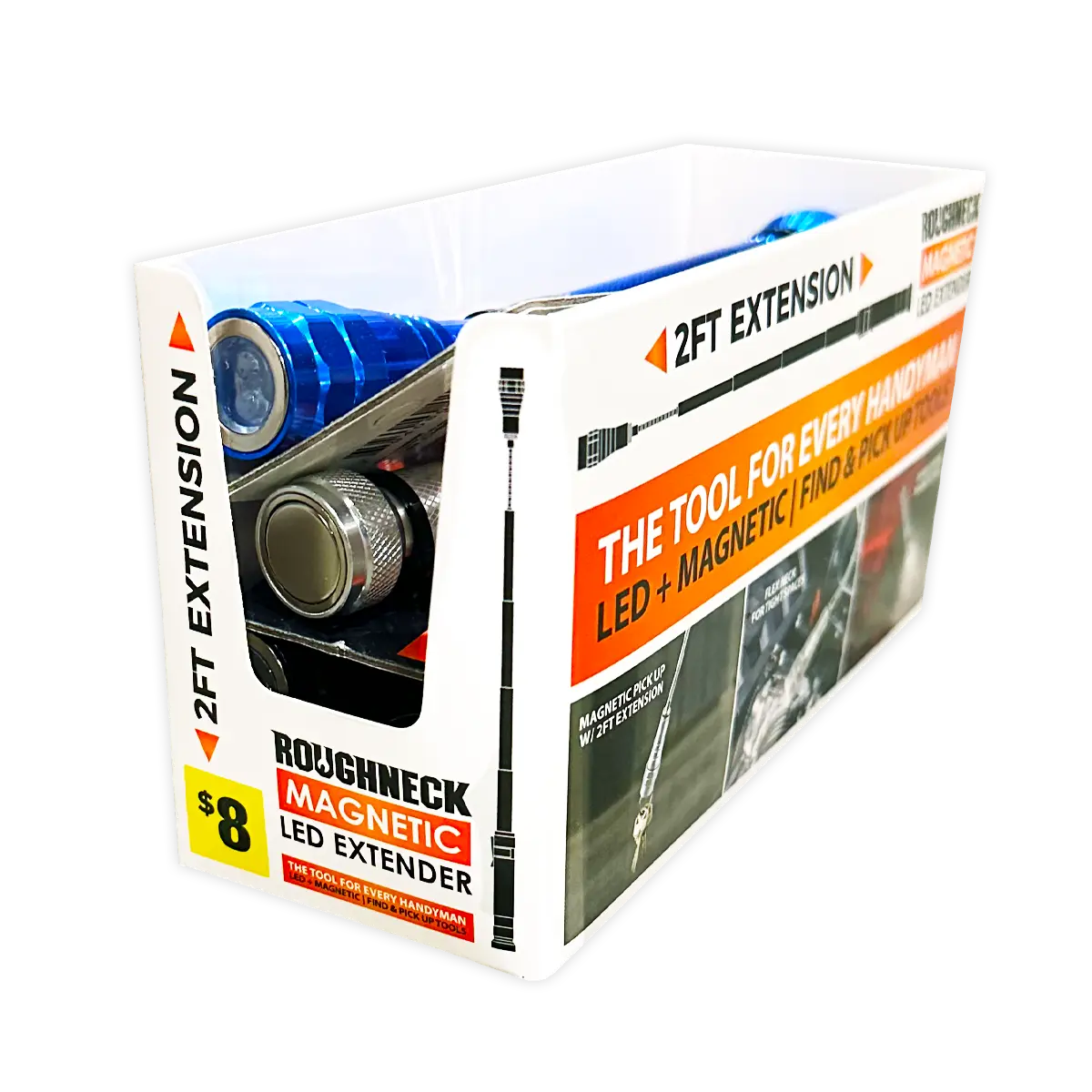 LED Flashlight Extender Tool with Magnetic Stand - 4 Pieces Per Display 41680 ROUGHNECK