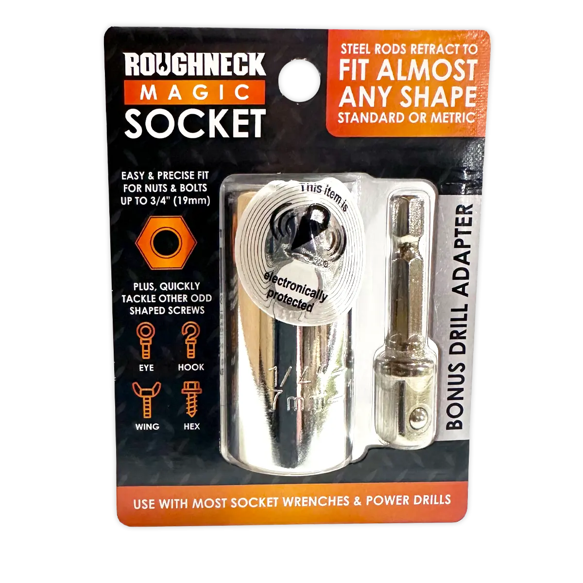 Magic Socket Tool with Drill Adapter - 4 Pieces Per Retail Ready Display 41681 ROUGHNECK