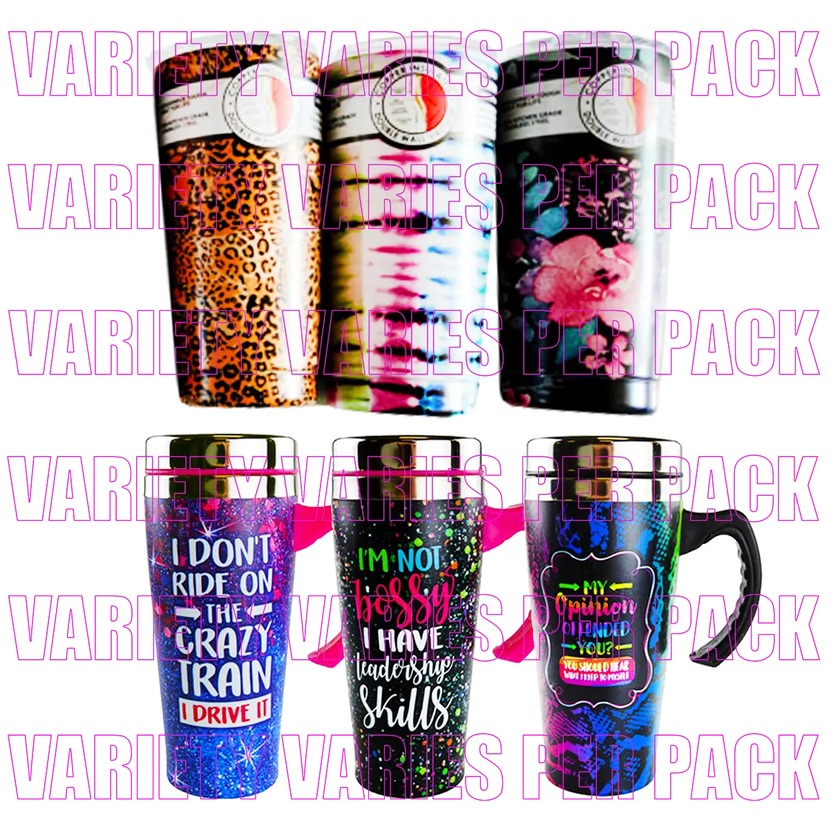 Variety Of Insulated Stainless-Steel Cups - 6 Pieces Per Pack 41690 NOVELTY INC