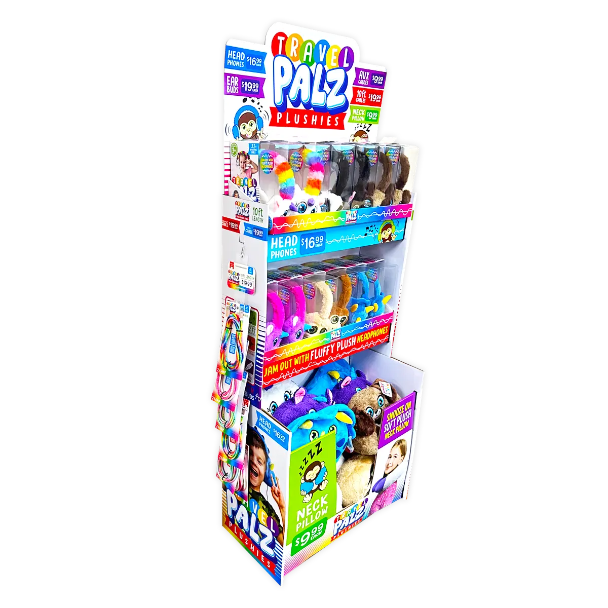Plush Headphones with 10FT Cable Variety Floor Display 36 Pieces Per Retail Ready Display 88421 KIPP BROTHERS