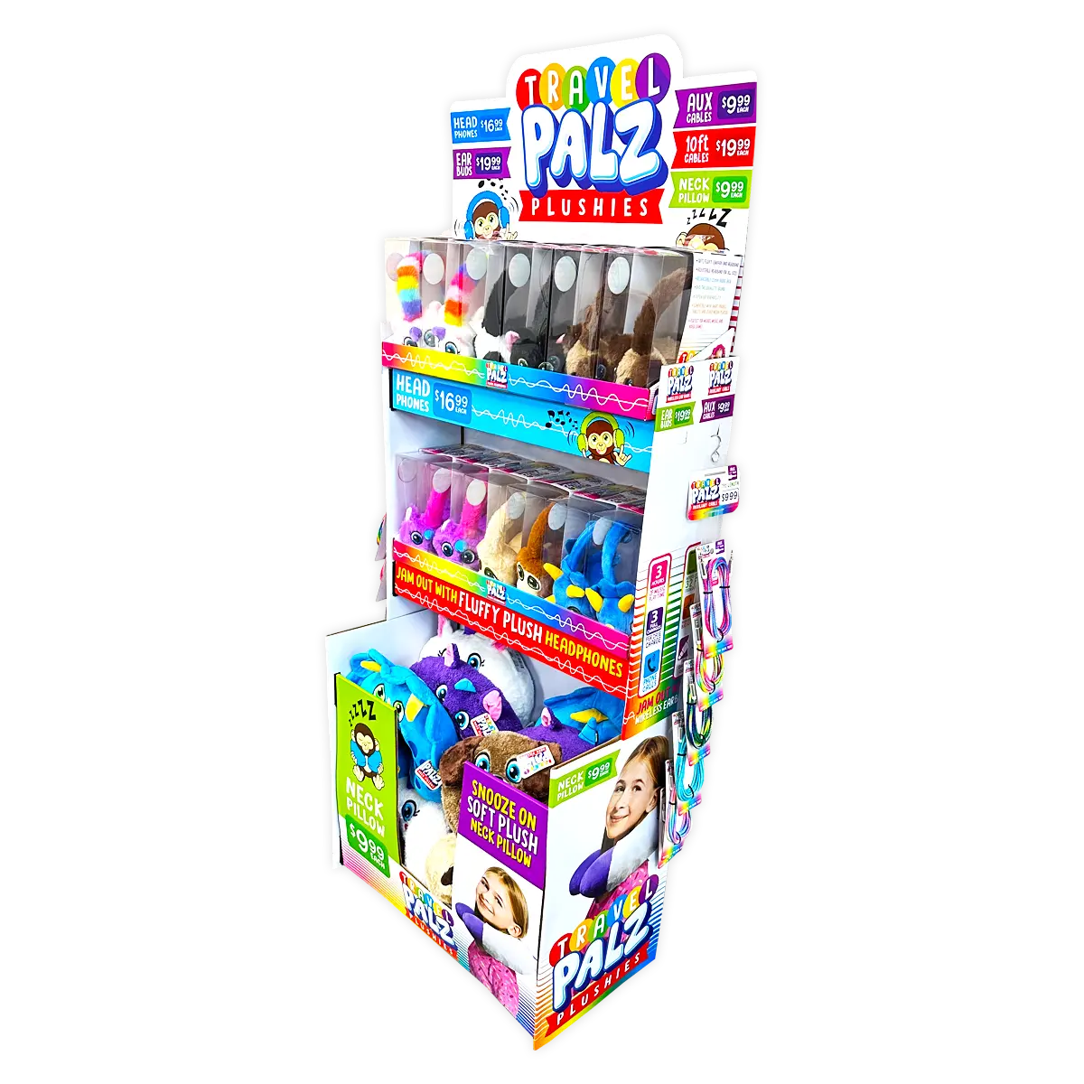 Plush Headphones with 10FT Cable Variety Floor Display 36 Pieces Per Retail Ready Display 88421 KIPP BROTHERS