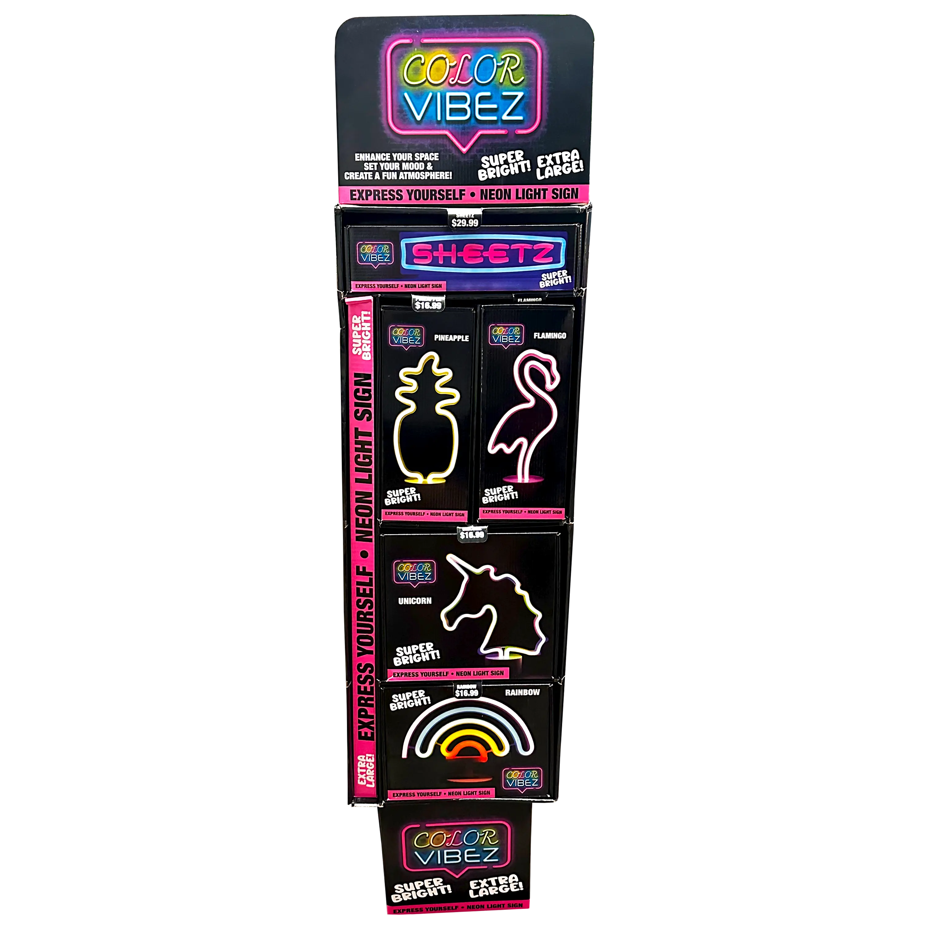 Neon Sign Assortment Floor Display (Sheetz Exclusive) - 17 Pieces Per Retail Ready Display 88455 NOVELTY INC
