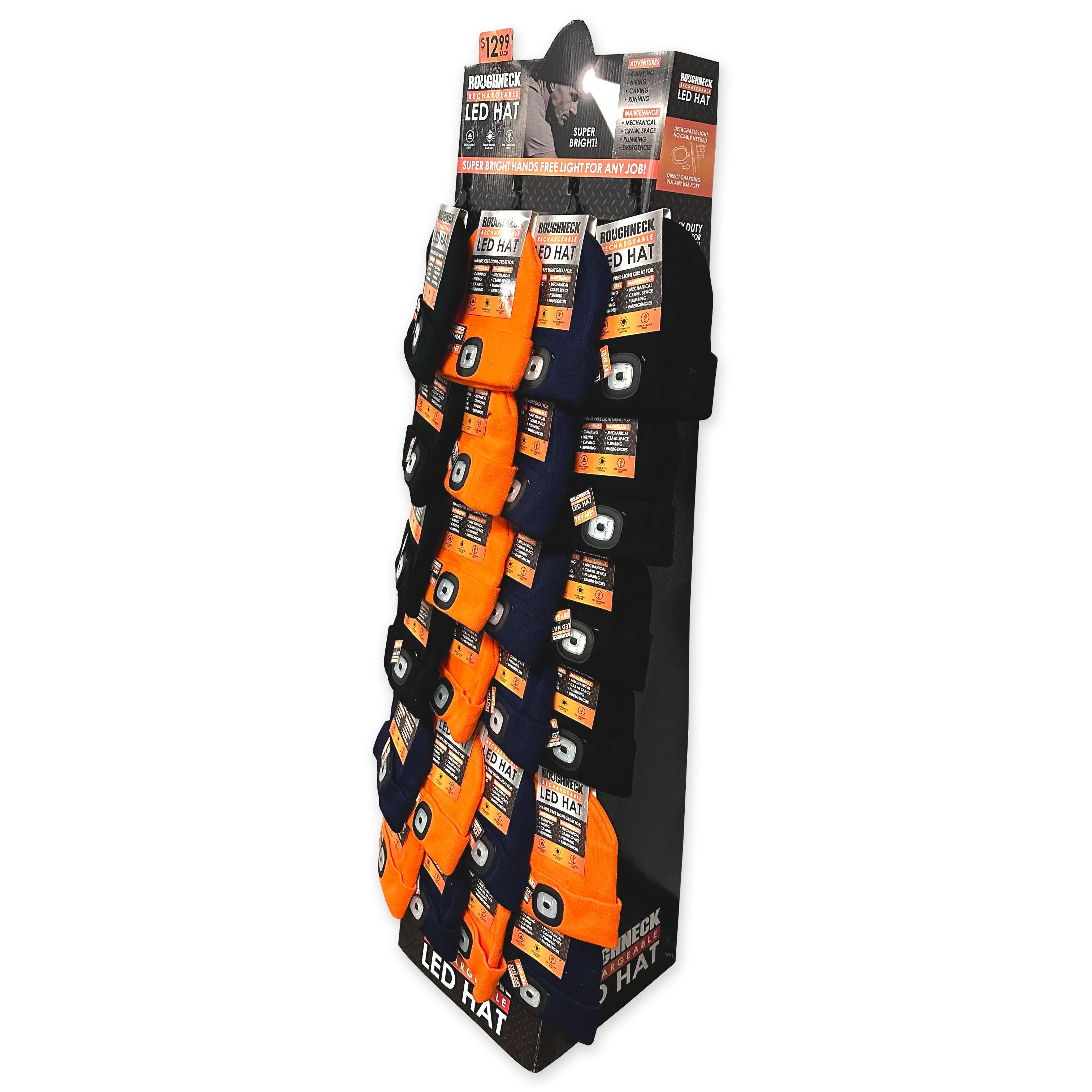 LED Knit Hat Floor Display Kit 24 Pieces Per Retail Ready Display 88466 ROUGHNECK