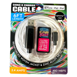 Charging Cable LED Light-Up Assortment - 6 Pieces Per Retail Ready Display 88472 CAR VIBEZ